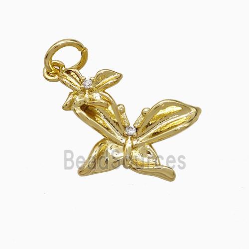 Copper Butterfly Pendant Pave Zirconia Gold Plated