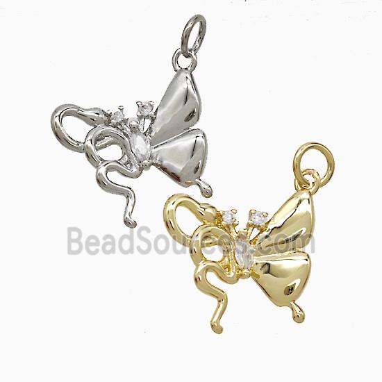 Copper Butterfly Pendant Pave Zirconia Mixed