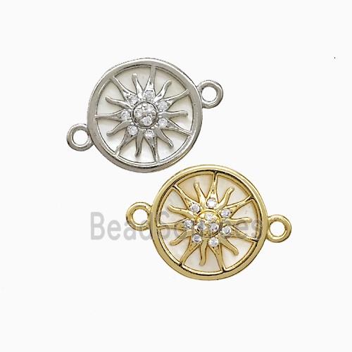 Copper Sun Connector Pave Zirconia Shell Mixed