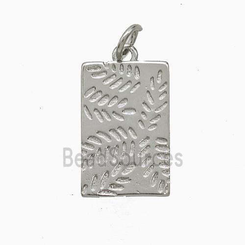 Copper Leaf Pendant Rectangle Platinum Plated
