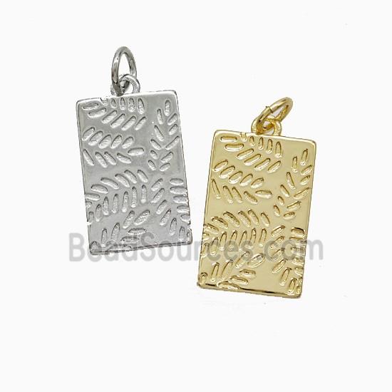 Copper Leaf Pendant Rectangle Mixed