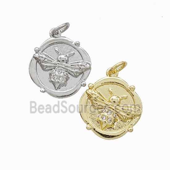 Copper Honeybee Pendant Pave Zirconia Mixed