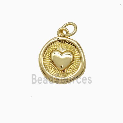 Copper Heart Pendant Circle Gold Plated