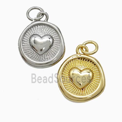 Copper Heart Pendant Circle Mixed