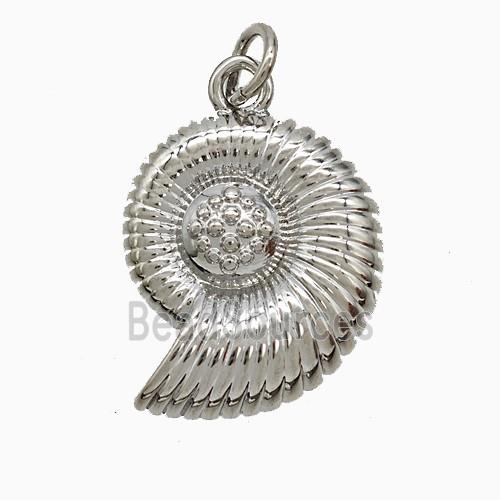 Copper Spiral Shell Pendant Platinum Plated