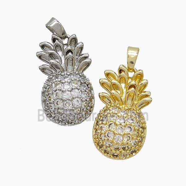 Copper Pineapple Pendant Pave Zirconia Mixed