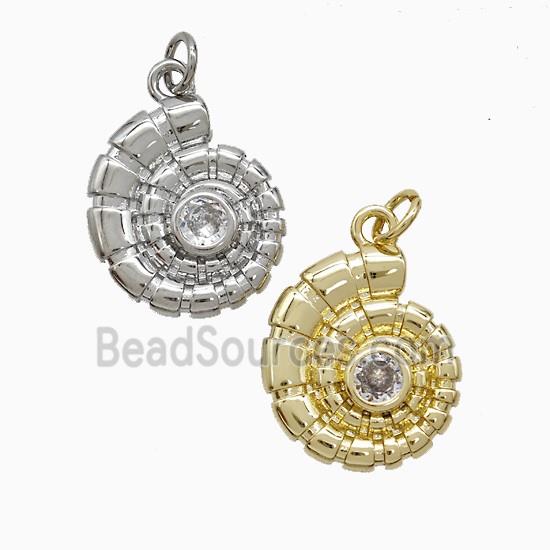 Copper Spiral Shell Pendant Pave Zirconia Mixed