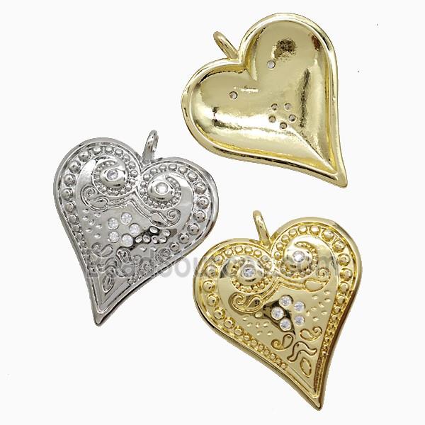Copper Heart Pendant Pave Zirconia Mixed