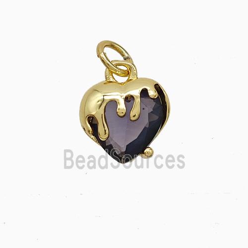 Copper Heart Pendant Pave Crystal Glass Gold Plated