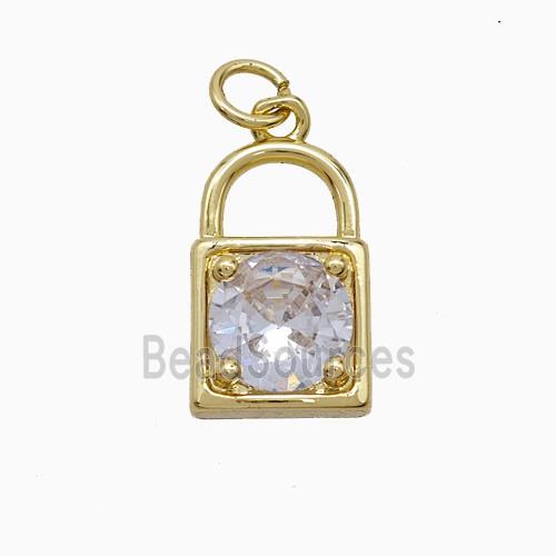 Copper Locket Pendant Pave Crystal Glass Gold Plated