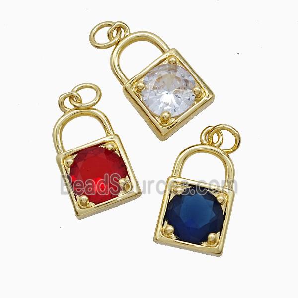 Copper Locket Pendant Pave Crystal Glass Gold Plated Mixed