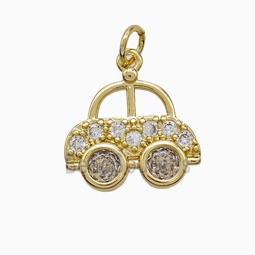Copper Car Charms Pendnat Pave Zirconia Gold Plated
