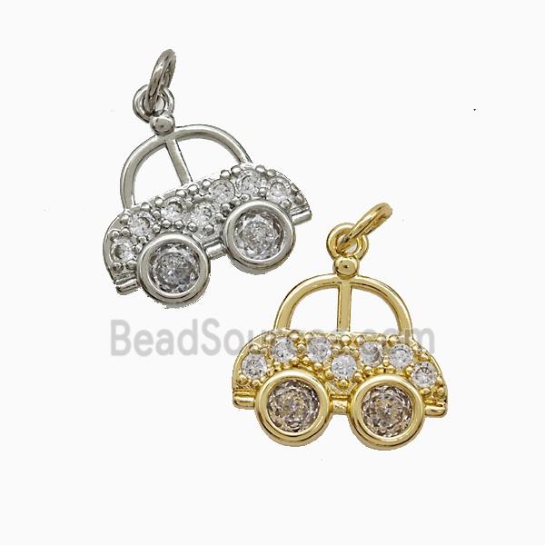 Copper Car Charms Pendnat Pave Zirconia Mixed