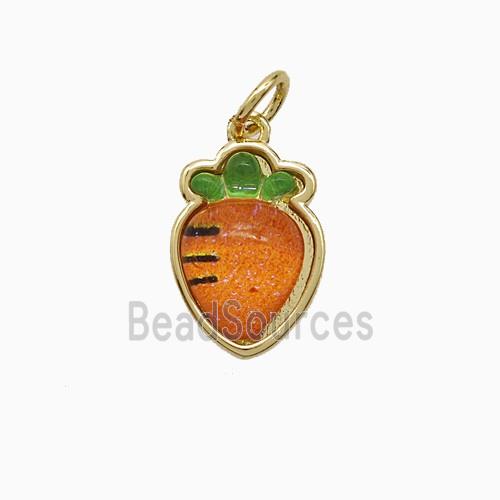 Copper Carrot Pendant Pave Resin Red Gold Plated