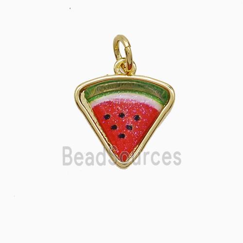 Copper Watermelon Pendant Pave Resin Gold Plated