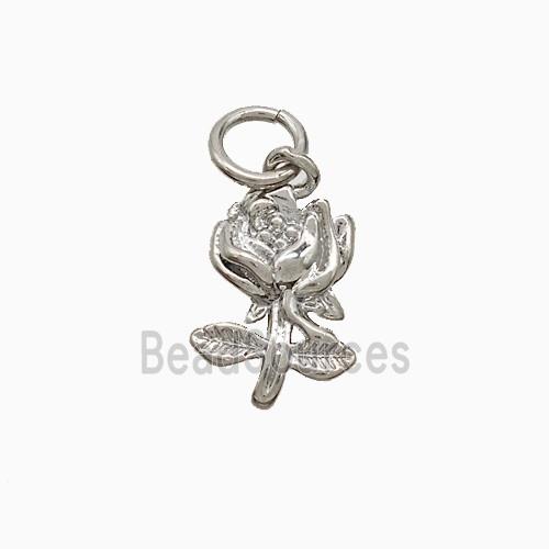 Copper Flower Pendant Platinum Plated