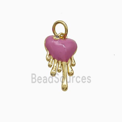 Copper Heart Pendant Pink Enamel Gold Plated