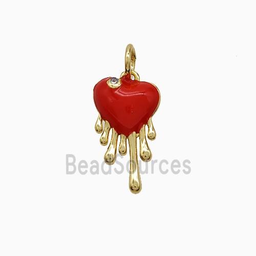 Copper Heart Pendant Red Enamel Gold Plated