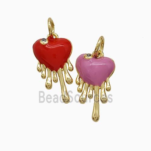 Copper Heart Pendant Enamel Gold Plated Mixed