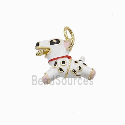 Copper Dog Pendant White Enamel Gold Plated