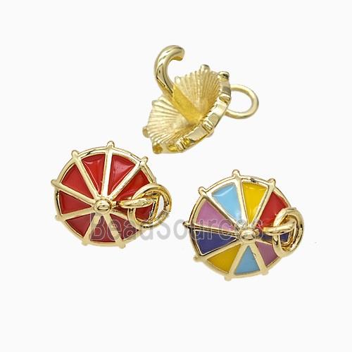 Copper Umbrella Pendant Enamel Gold Plated Mixed