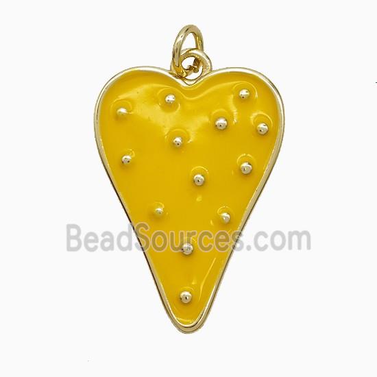 Copper Heart Pendant Yellow Enamel Gold Plated