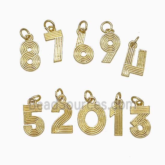Copper Number Pendant Mixed Gold Plated