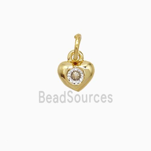 Copper Heart Pendant Pave Zirconia 18K Gold Plated