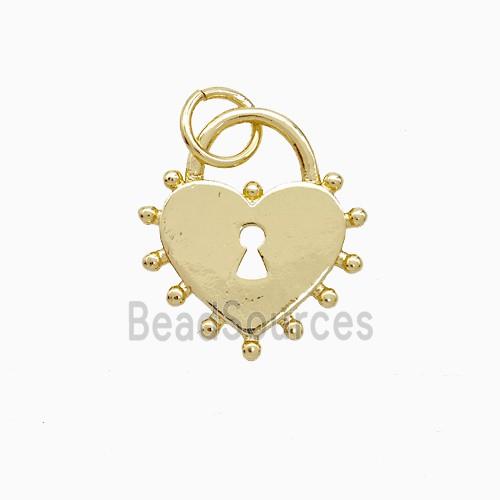 Copper Heart Lock Pendant 18K Gold Plated