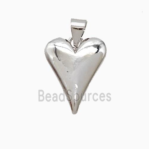 Copper Heart Pendant Platinum Plated
