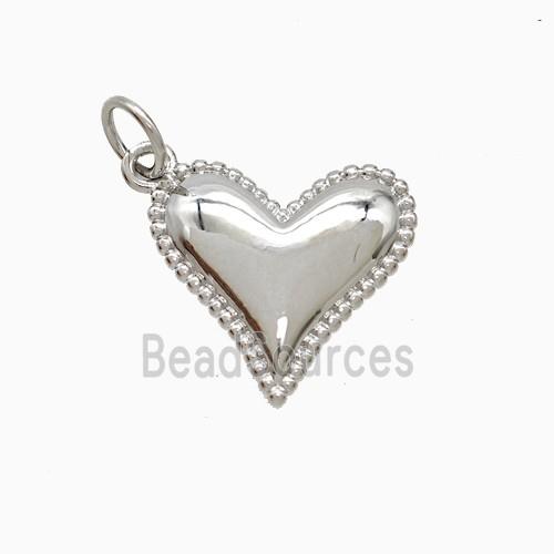 Copper Heart Pendant Platinum Plated