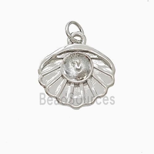 Copper Scallop Shell Pendant Platinum Plated