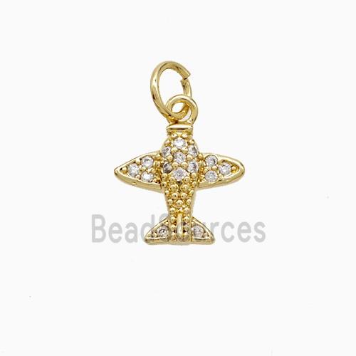 Copper Airplane Pendant Pave Zirconia 18K Gold Plated