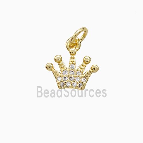 Copper Crown Pendant Pave Zirconia 18K Gold Plated