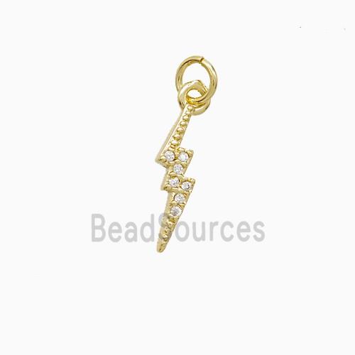Copper Lightning Pendant Pave Zirconia 18K Gold Plated