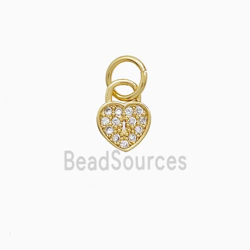 Copper Heart Locket Pendant Pave Zirconia 18K Gold Plated