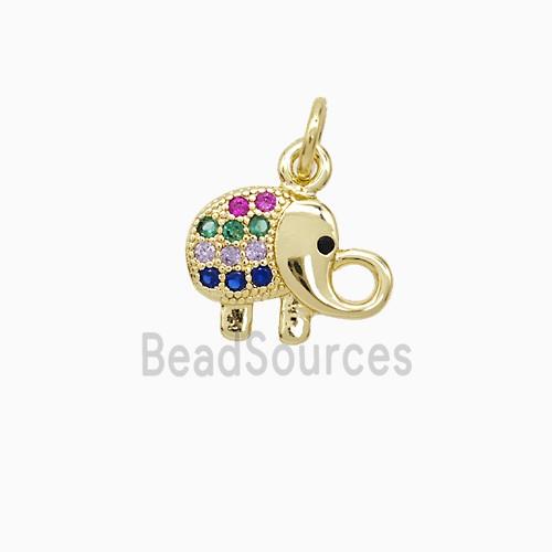 Copper Elephant Pendant Pave Zirconia 18K Gold Plated