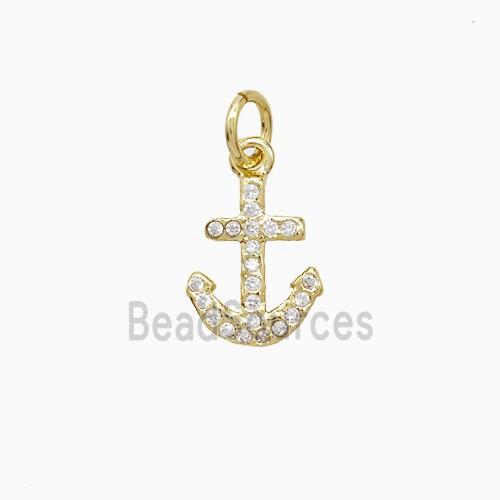 Copper Anchor Pendant Pave Zirconia 18K Gold Plated