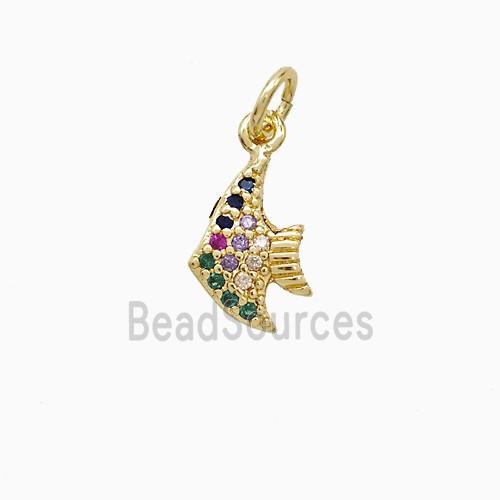 Copper Ocean Fish Pendant Pave Zirconia 18K Gold Plated