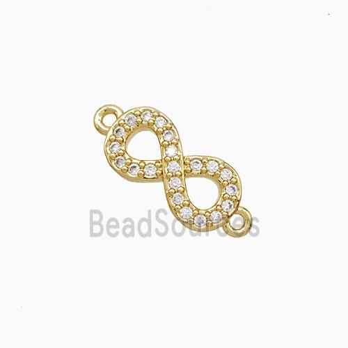 Copper Infinity Connector Pave Zirconia 18K Gold Plated