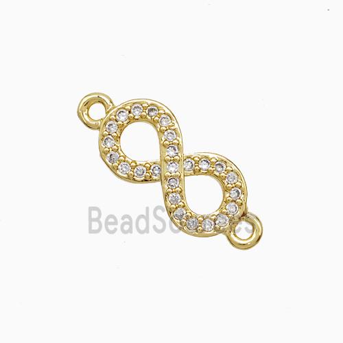 Copper Infinity Connector Pave Zirconia 18K Gold Plated
