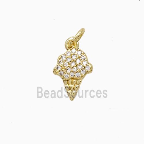 Ice Cream Cone Charms Copper Pendant 18K Gold Plated