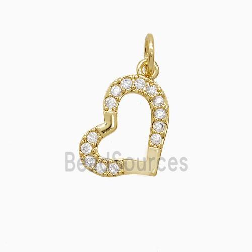 Copper Heart Pendant Pave Zirconia 18K Gold Plated