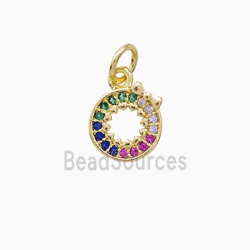 Copper Circle Pendant Pave Zirconia 18K Gold Plated