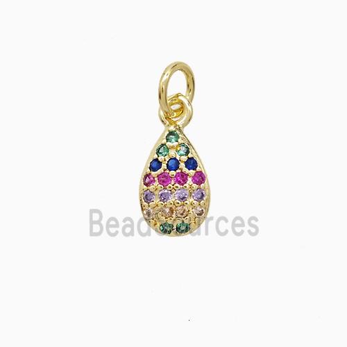 Copper Teardrop Pendant Pave Zirconia 18K Gold Plated