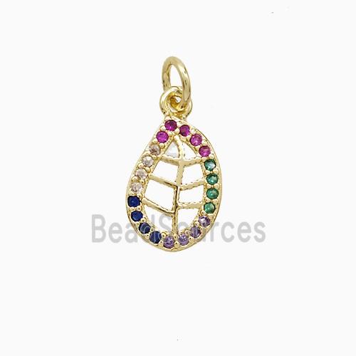 Copper Leaf Pendant Pave Zirconia 18K Gold Plated
