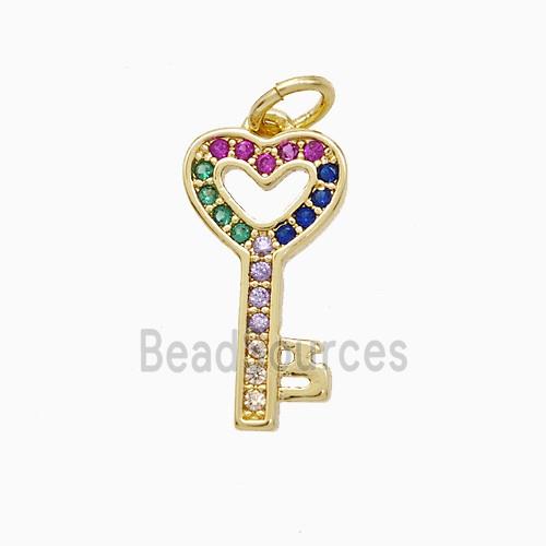 Copper Key Pendant Pave Zirconia 18K Gold Plated