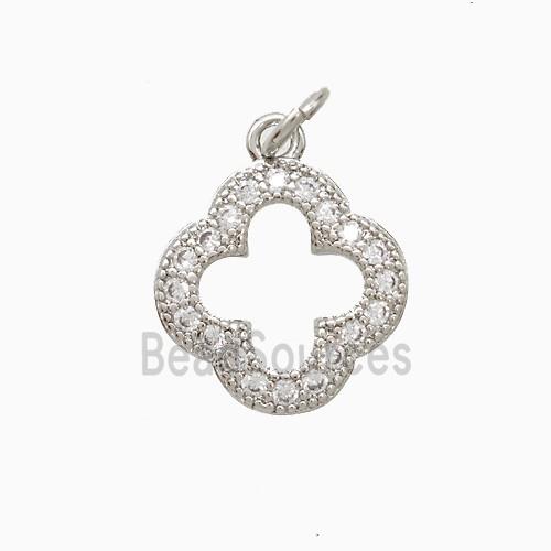 Copper Clower Pendant Pave Zirconia Platinum Plated