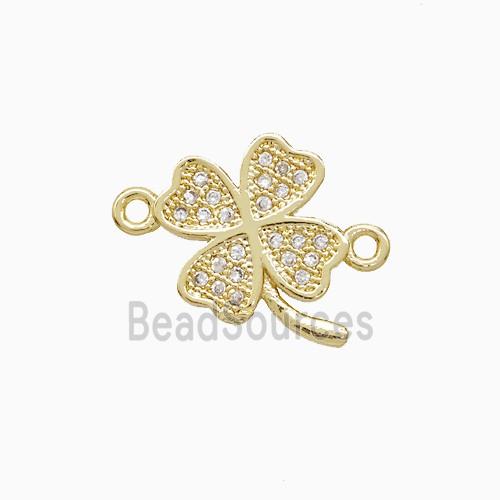 Copper Clower Connector Pave Zirconia 18K Gold Plated