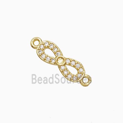 Copper Infinity Connector Pave Zirconia 18K Gold Plated
